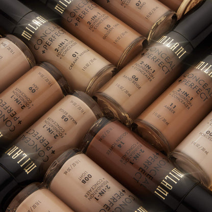 Milani Conceal + Perfect 2-in-1 Foundation + Concealer for a Flawless Complexion, Under Eye Corrector, Cover Redness and Imperfections, Waterproof and Sweatproof - 05A-Natural Beige