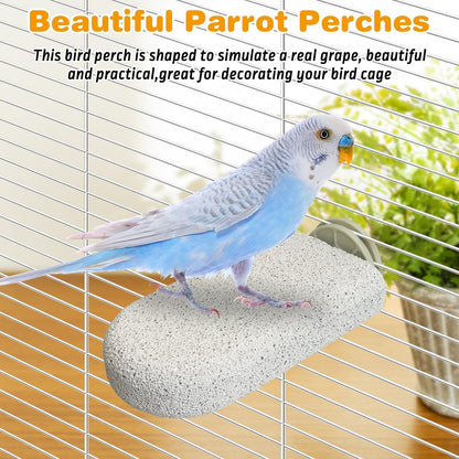 PINVNBY 4 PCS Bird Perch Stands Parrot Calcium Perch Beak Grinding Stone Foot Claws Trimmer Parakeet Platform Parrot Chewing Toys for Small Medium Cockatiel Conure Lovebird Finch