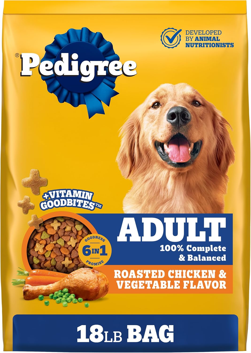 Pedigree Complete Nutrition Dry Dog Food, Steak & Vegetable, 18 lb