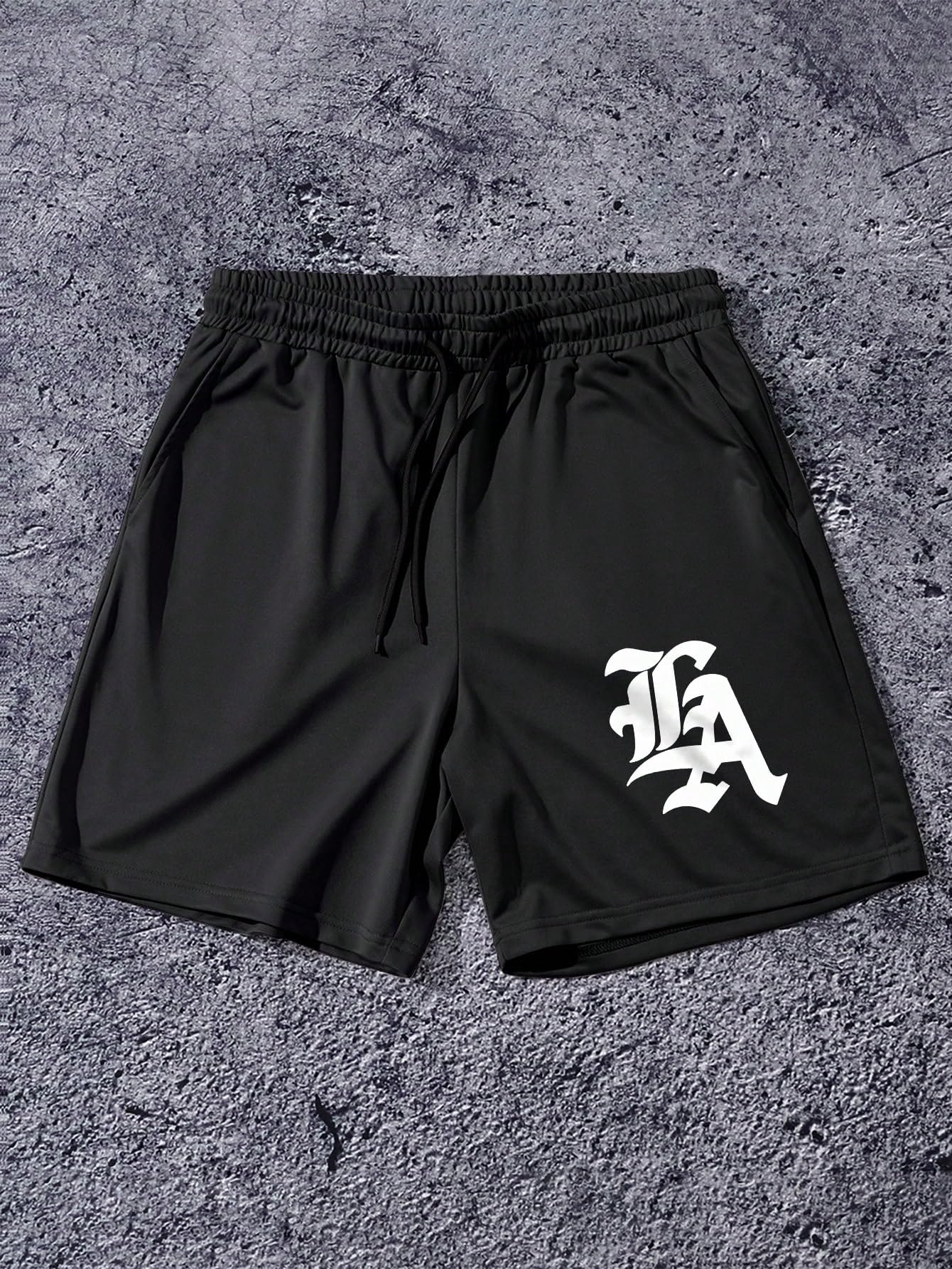 QJQ Men's Letter Graphic Drawstring Waist Shorts Summer Casual Workout Athletic Gym Track Shorts Streetwear