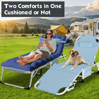 MOPHOTO Folding Lounge Chair 5-Position, Folding Cot, Portable Outdoor Chaise Lounge Chair for Sun Tanning, Perfect for Pool Beach Patio Sunbathing