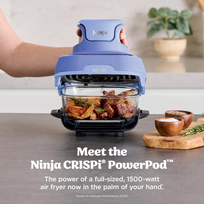 Ninja Crispi 4 in 1 Glass Air Fryer, 450°F, Non Toxic, 4QT and 6 Cup Containers with Lids, Dishwasher Safe, Cyberspace Gray, 1 Count, FN101GY