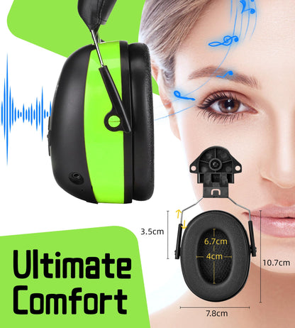 PROHEAR 037 Bluetooth 6.0 Hearing Protection Headphones with Rechargeable 1500mAh Battery, 30dB SNR Safety Noise Reduction Ear Muffs 120H Playtime for Mowing, Workshops, Snowblowing - Black