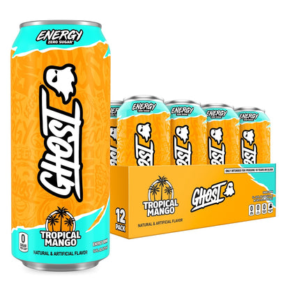 GHOST Energy Drink, Zero Sugars, 12-Pack, Cherry Limeade, 16oz | Energy & Focus Pre Workout Drink, No Artificial Colors, Gluten-Free, Vegan - 200MG Natural Caffeine, L-Carnitine, Taurine