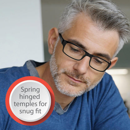 Boost Eyewear Reading Glasses, Traditional Black Frames, with Spring Loaded Hinges