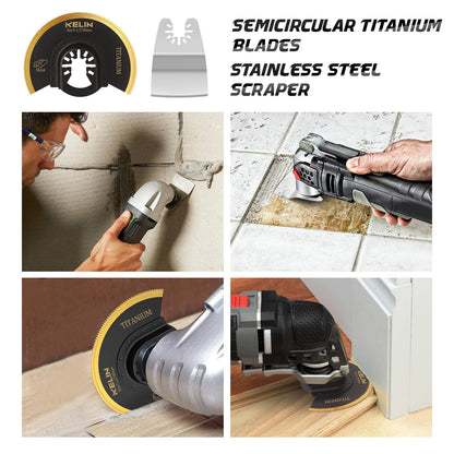 KELIN 6PCS Oscillating Multi Tool Hook Knife Blades, Multitool Saw Blades for Soft Materials Like Roofing Shingles, Carpet, Cardboard & PVC Flooring, Universal Interface
