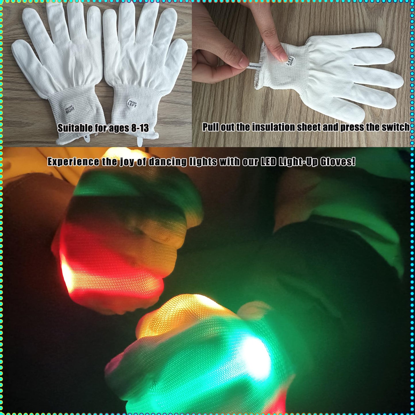 Toys for Ages 8-13 LED Gloves Toys for Boys Age 8-10 Light Up Gloves, Light Up for Kids Birthday Easter Gift Cool Fun Toys for 8-13 Year Old