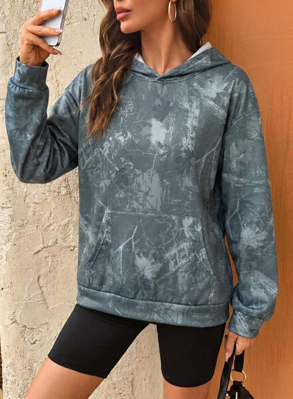 Dokotoo Hoodies for Women Long Sleeve Maple Leaf Fleece Camo Hoodie Oversized Camouflage Casual Sweatshirt Hooded Tops