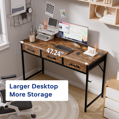 Pamray 32 Inch Small Computer Desk with 2 Drawers for Bedroom Study Writing Home Office Table for Small Spaces White