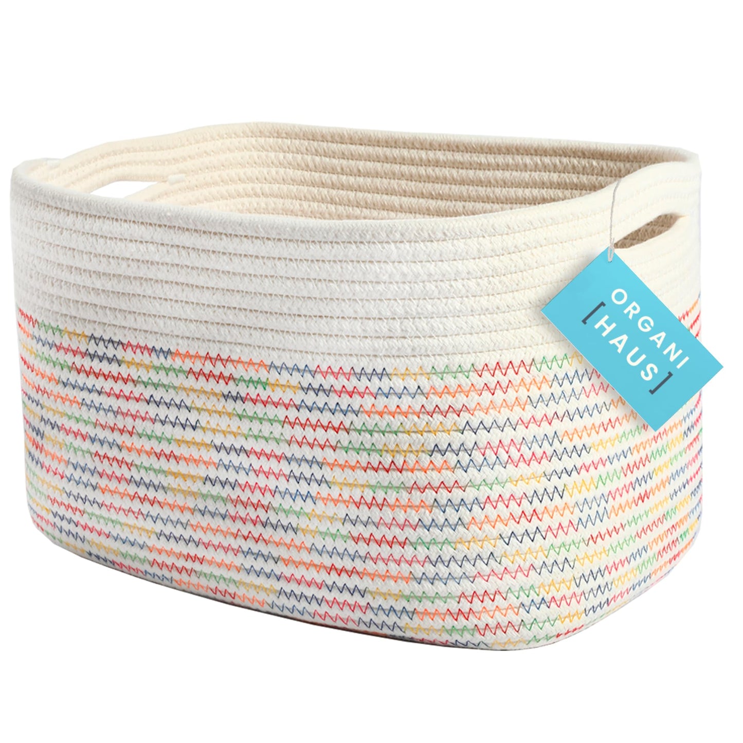 Light Honey Cotton Rope Baskets for Shelves, Set of 3 - 15"×10"×9½" - Woven Storage Baskets for Organizing - Closet, Nursery, Bedroom, Playroom - Toys, Books, Towels, Clothes