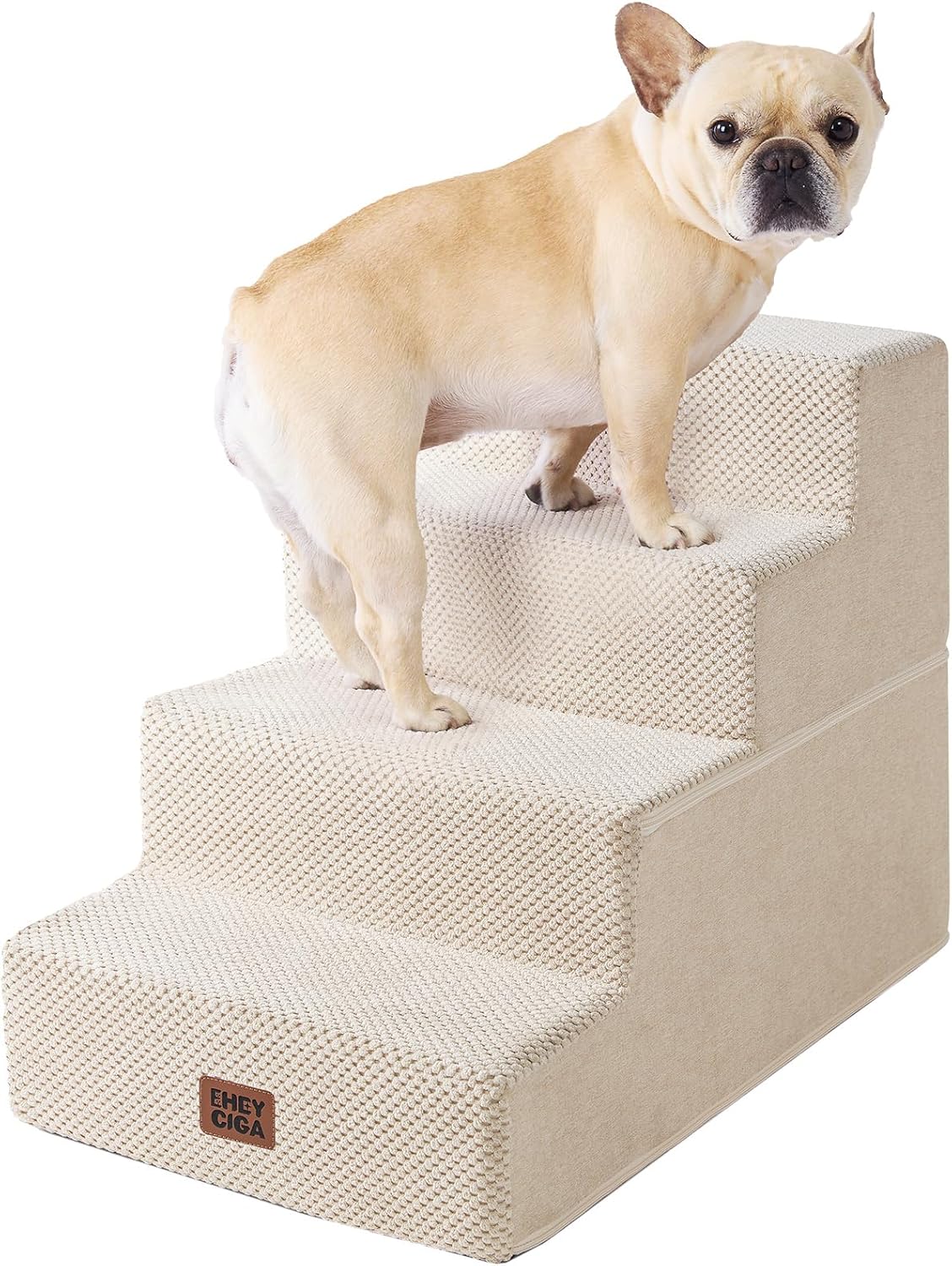 EHEYCIGA Dog Stairs for Small Dogs 13.5" H, 3-Step Dog Steps for Couch Sofa and Chair, Pet Steps for Medium Cats, Non-Slip Balanced Pet Ramp Indoor, Grey