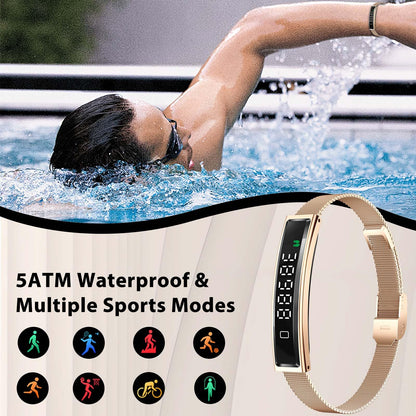 Smart Bracelet Fitness Health Tracker for Men Women with 2 Bands | 24/7 Heart Rate/Pressure Detection/Sleep Monitor, 5ATM Waterproof, Multiple Sport Modes, Android iOS Compatible