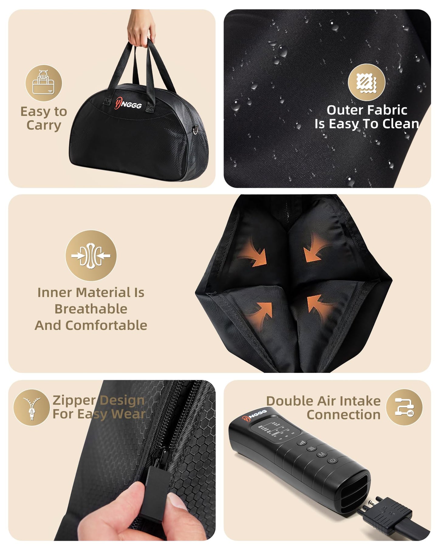YINGGG Leg Massager with Heat and Compression - Foot and Calf Massage Sleeve with 3 Heat, 6 Intensities, 6 Modes, Compression Boots for Circulation and Pain Relief