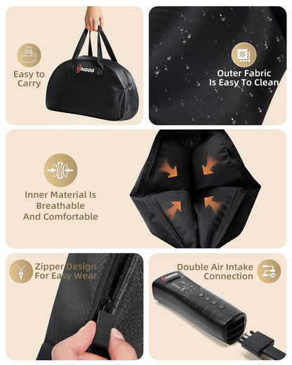 YINGGG Leg Massager with Heat and Compression - Foot and Calf Massage Sleeve with 3 Heat, 6 Intensities, 6 Modes, Compression Boots for Circulation and Pain Relief