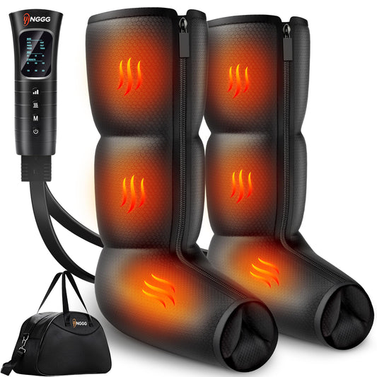 YINGGG Leg Massager with Heat and Compression - Foot and Calf Massage Sleeve with 3 Heat, 6 Intensities, 6 Modes, Compression Boots for Circulation and Pain Relief