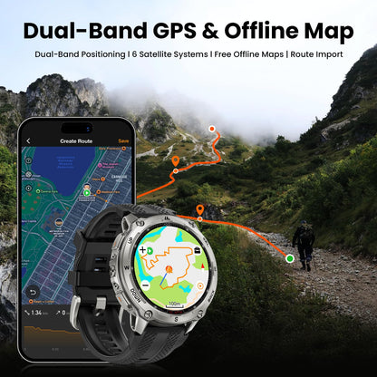 KOSPET Tank T4 Rugged Smart Watch for Men, GPS & Offline Maps, Full Stainless Steel, 10ATM Waterproof 45m Freediving, 180+ Sports Modes, 15-Day Battery, Bluetooth Calls, Heart Rate & Sleep Monitor