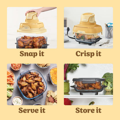 Ninja Crispi 4 in 1 Glass Air Fryer, 450°F, Non Toxic, 4QT and 6 Cup Containers with Lids, Dishwasher Safe, Cyberspace Gray, 1 Count, FN101GY