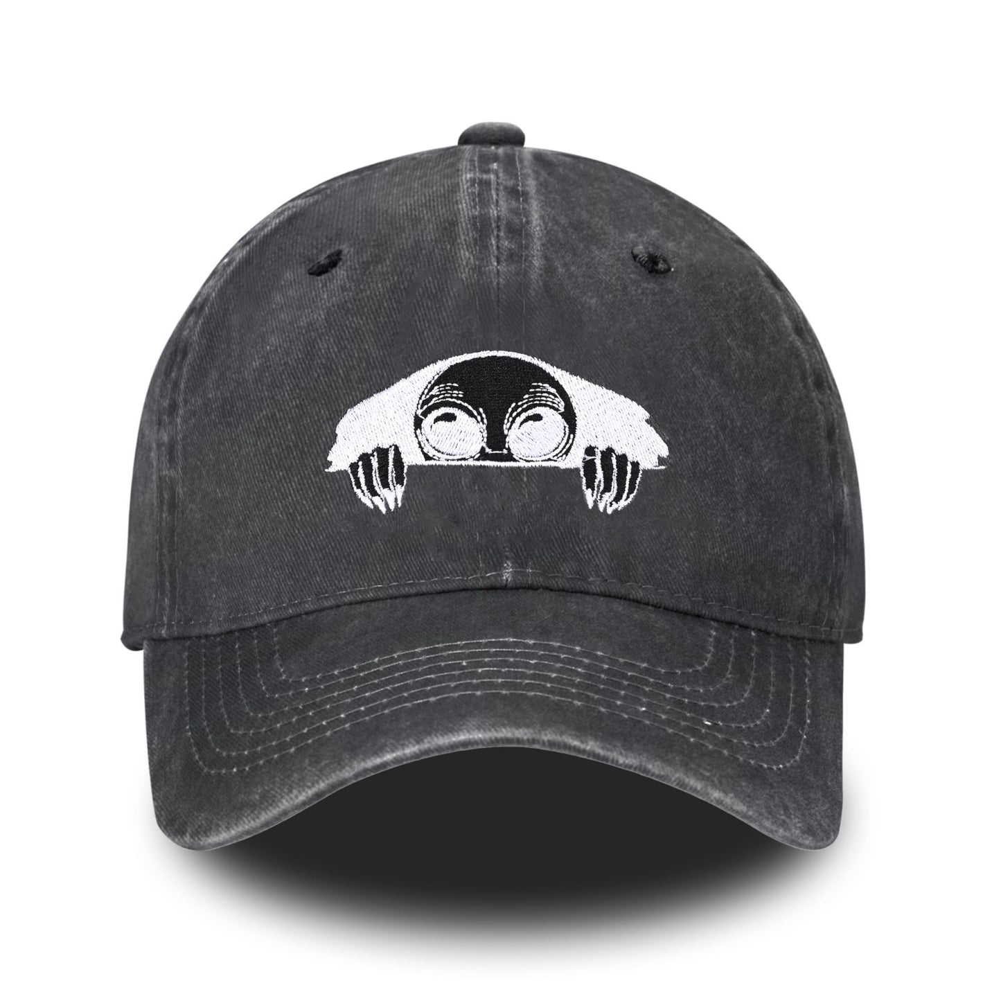 Embroidered Baseball Cap Adjustable Vintage Washed Distressed Denim Baseball Hat for Women Men