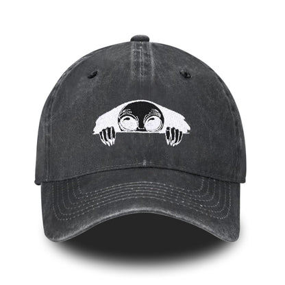 Embroidered Baseball Cap Adjustable Vintage Washed Distressed Denim Baseball Hat for Women Men