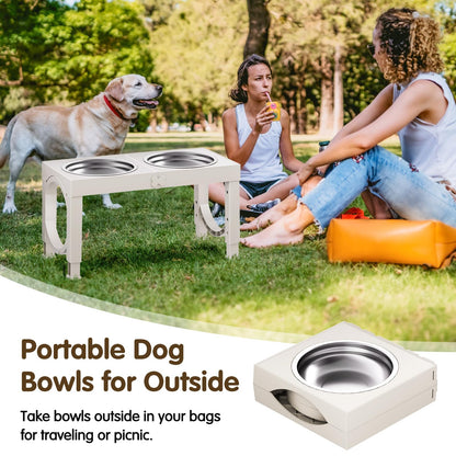 XIAZ Elevated Dog Bowls Large Breed Raised Dogs Bowl Stand Large/Medium Sized Dog Stainless Steel Food Water Bowl Stands 5 Heights Adjustable 9/11/12/14in Black Pet Feeder Dish Station