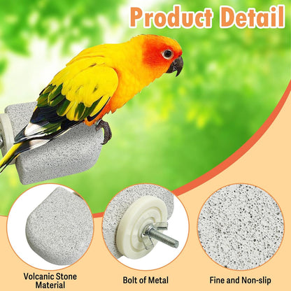 PINVNBY 4 PCS Bird Perch Stands Parrot Calcium Perch Beak Grinding Stone Foot Claws Trimmer Parakeet Platform Parrot Chewing Toys for Small Medium Cockatiel Conure Lovebird Finch