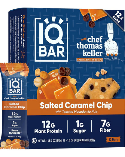 IQBAR Clean Plant Protein Bars, Almond Butter Chip 12-Count | Protein Snack | High Fiber, High Protein, Low Sugar, Clean Label Project Certified | Gluten Free, Dairy Free, Vegan, Keto, Soy Free