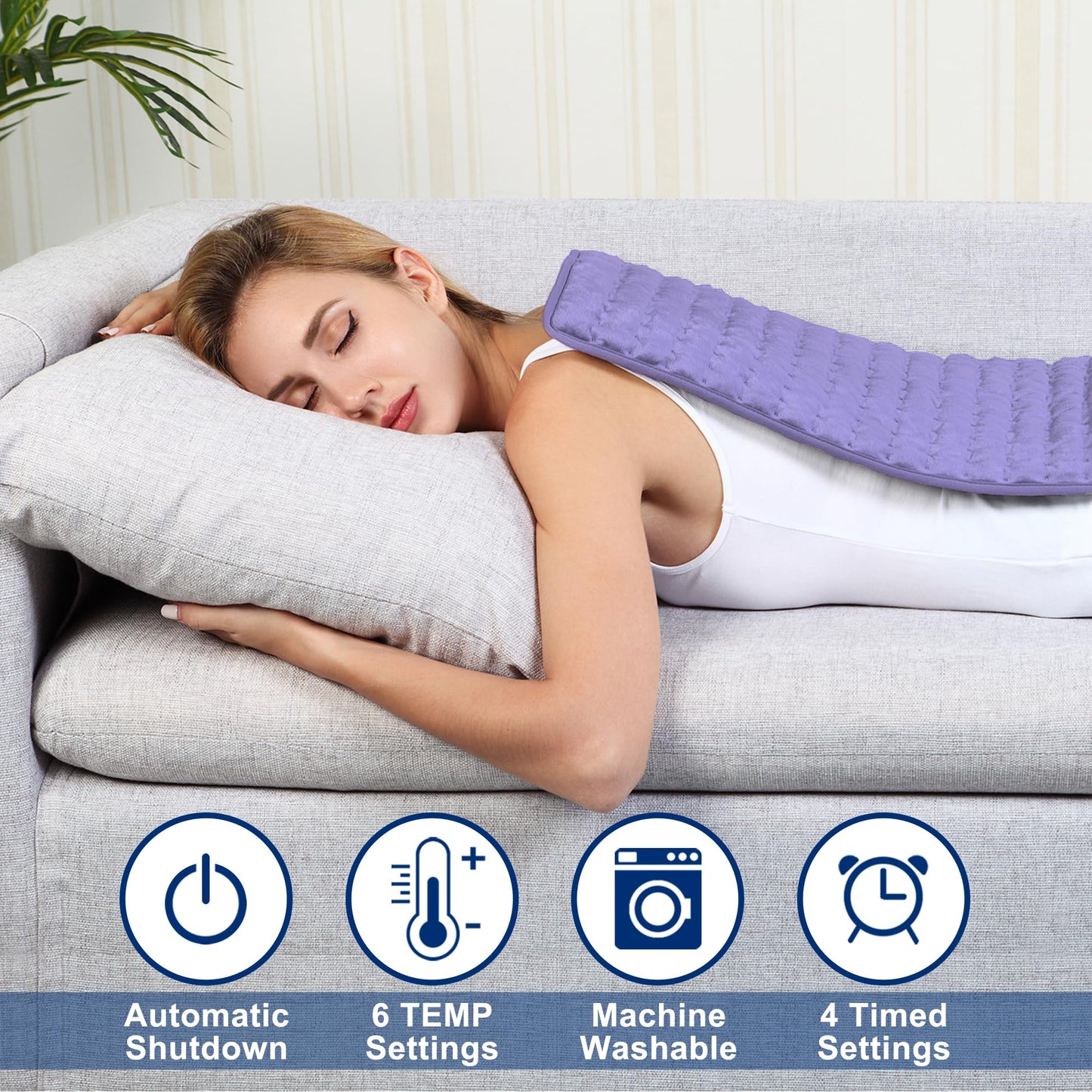 Electric Heating pad with 6 Heat Settings, Auto Shut Off, Dry Electric Heating for Back Neck Knee Arms Legs Shoulder Heat Pads for Christmas Birthday Father Mother's Day (24"X12", Gray Green)