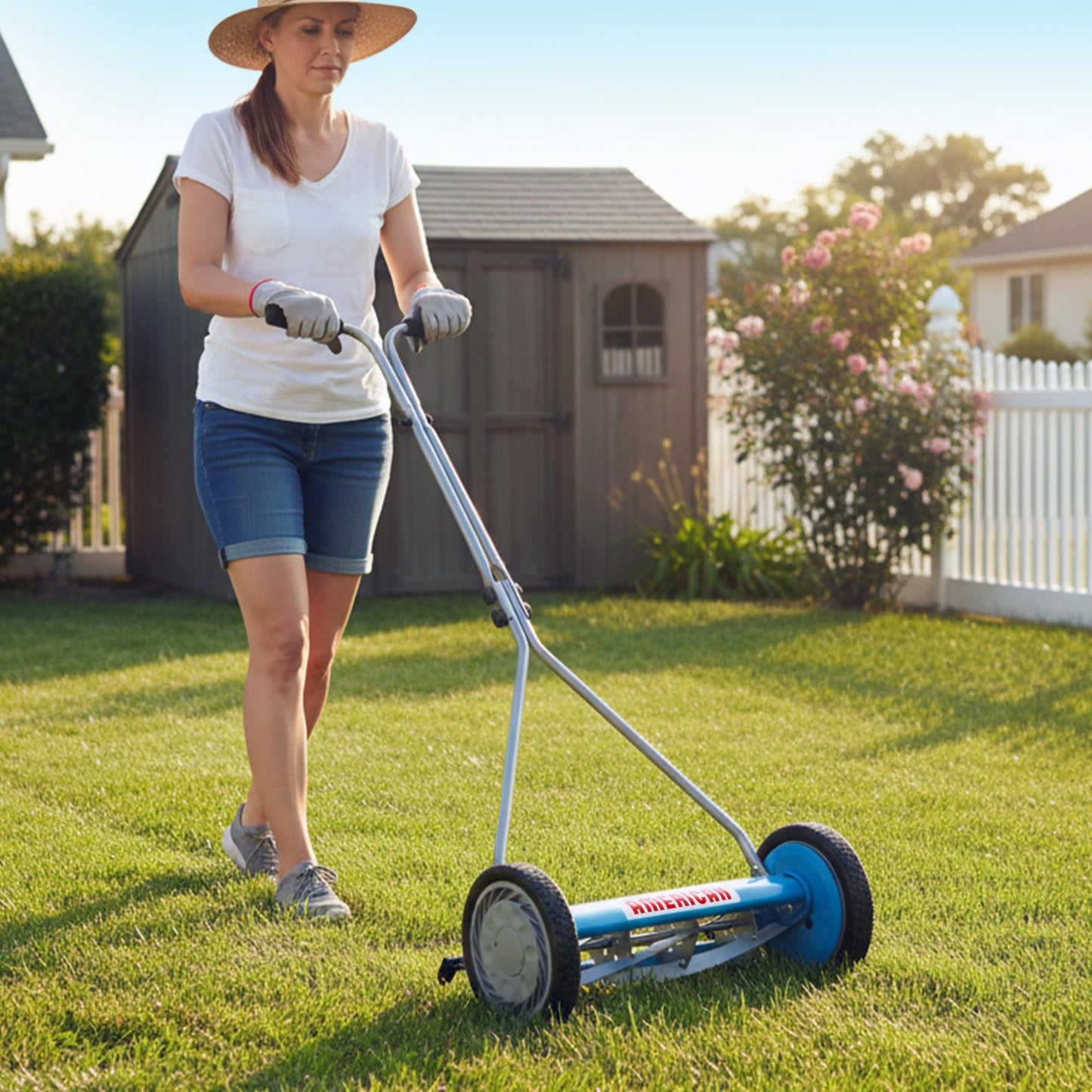 American Lawn Mower 1204-14 14-Inch 4-Blade Push Reel Lawn Mower, Red