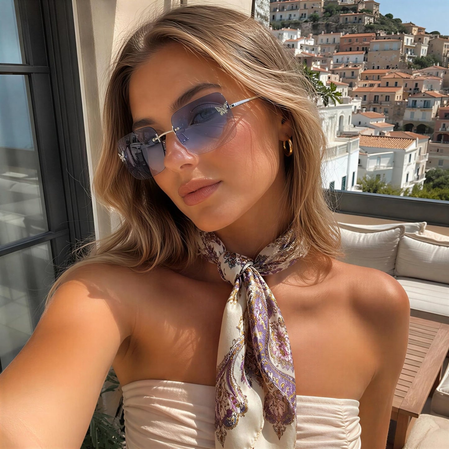 Y2k Sunglasses for Women - Trendy Rimless 2000s Fashion Sun Glasses Rave Shades
