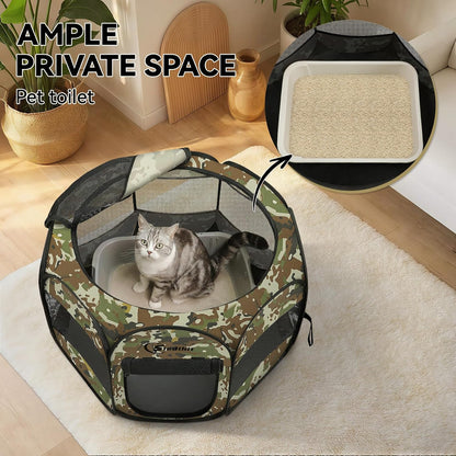 Siedihit Dog Cat Playpen, Puppy Pet Playpen Indoor for Small Dog Crate Tent Cage Outdoor, Portable Pop Up Dogs Enclosure Kennel with Carrying Case for Dogs/Cats/Rabbits(Grey, Small