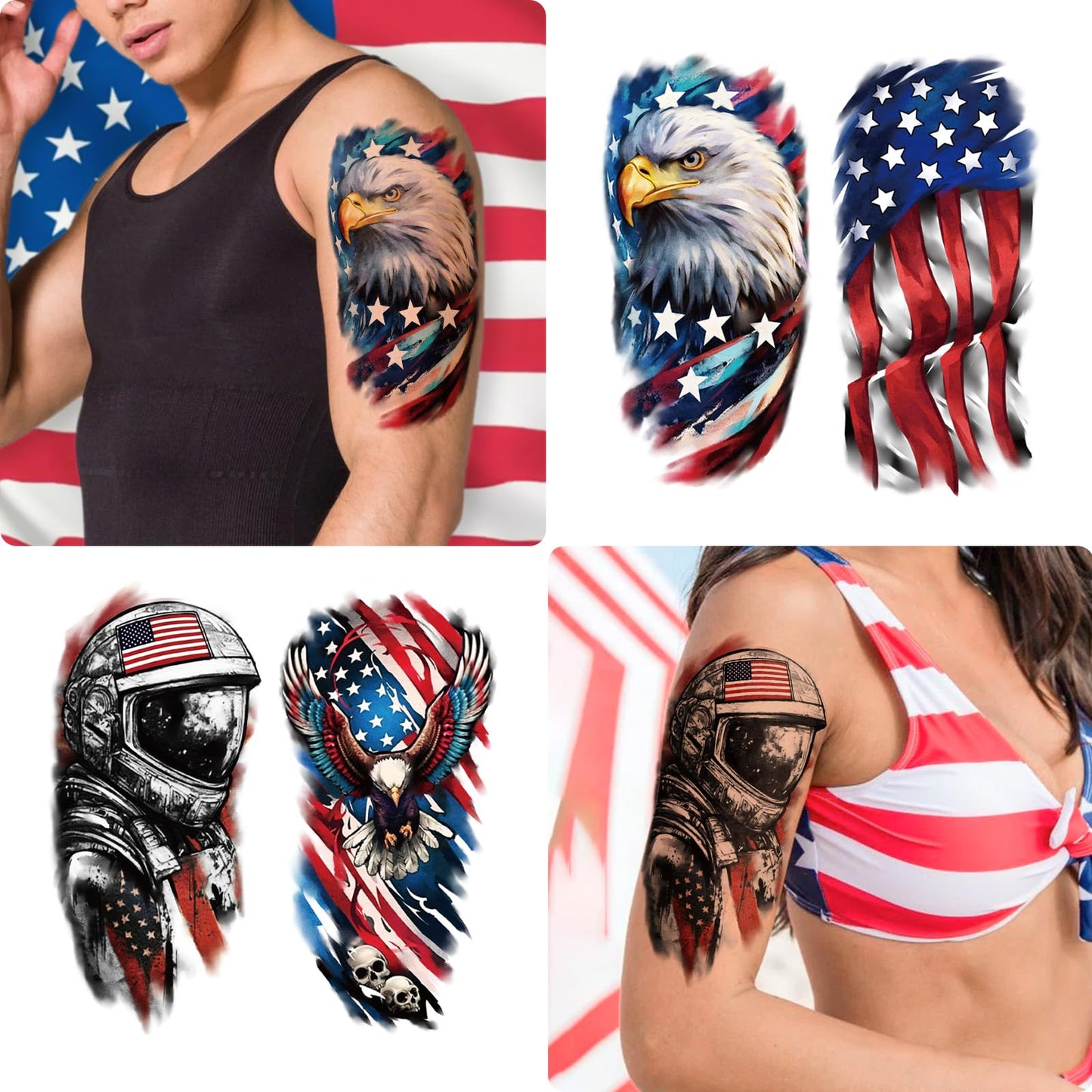 Yazhiji 36 Sheets Temporary Tattoos Stickers, 12 Sheets Fake Body Arm Chest Shoulder Tattoos for Men or Women with 24 PCS Tiny Black Tattoos
