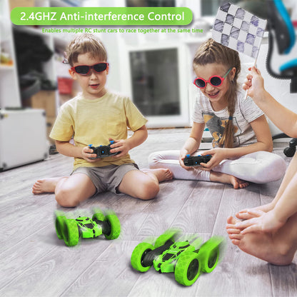 Hamdol Remote Control Car for Kids, 360° Rotating Double-Sided RC Car with LED Headlights, 4WD 2.4GHz Electric Rechargeable Toy Vehicle for Boys and Girls, Perfect Birthday
