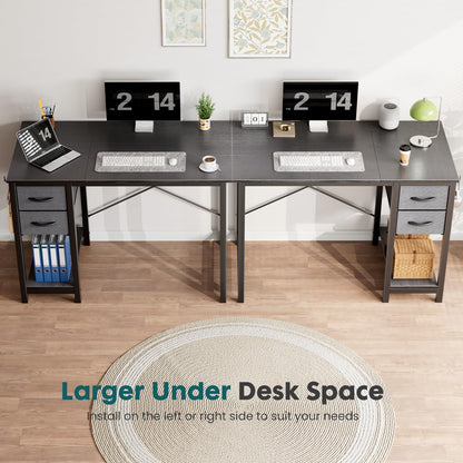 Sweetcrispy 47 Inch Computer Desk with Drawers for Home Office Writing Desk X Shaped Reinforcement Wood Surface Adjustable Position Modern Study Work Side Hook Metal Frame Storage Station Rust