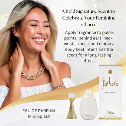 Dior Jadore Eau de Parfum Splash Mini for Women, 0.17 Ounce | Women's Eau de Parfum, Mini Splash Bottle, Floral Fragrance, Travel Size, Designer Perfume, Collectible
