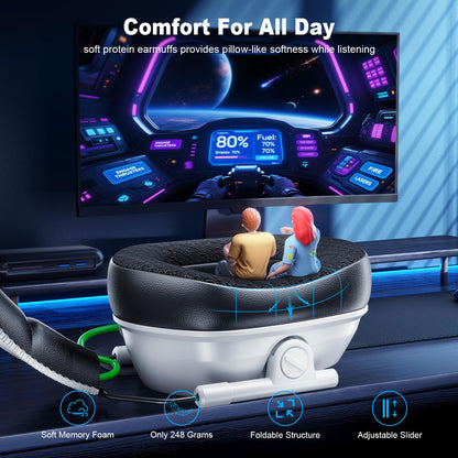Fachixy VK81 Wireless Gaming Headset for PS5, PC, PS4, Switch and Mobile, 2.4GHz USB/Type-C Low Latency Connection, Bluetooth 5.4 Headset with ENC Mic, 50mm Drivers, RGB