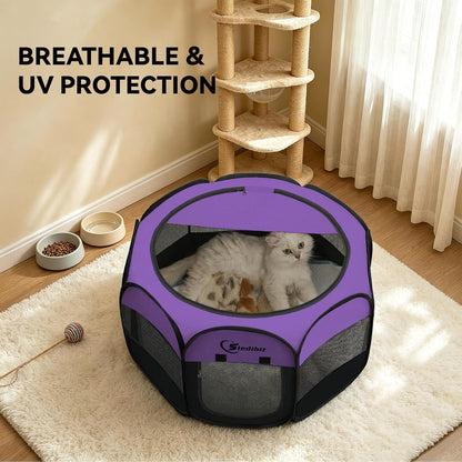 Siedihit Dog Cat Playpen, Puppy Pet Playpen Indoor for Small Dog Crate Tent Cage Outdoor, Portable Pop Up Dogs Enclosure Kennel with Carrying Case for Dogs/Cats/Rabbits(Grey, Small