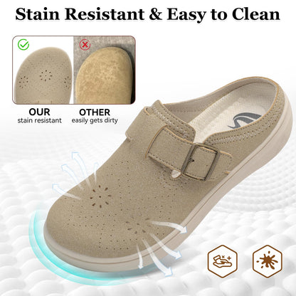 Spesoul Clogs for Women Wide Width Slip On Mules Slide On Potato Shoes Diabetic Slippers Closed Toe Zero Drop for Swollen Feet Summer Indoor Outdoor