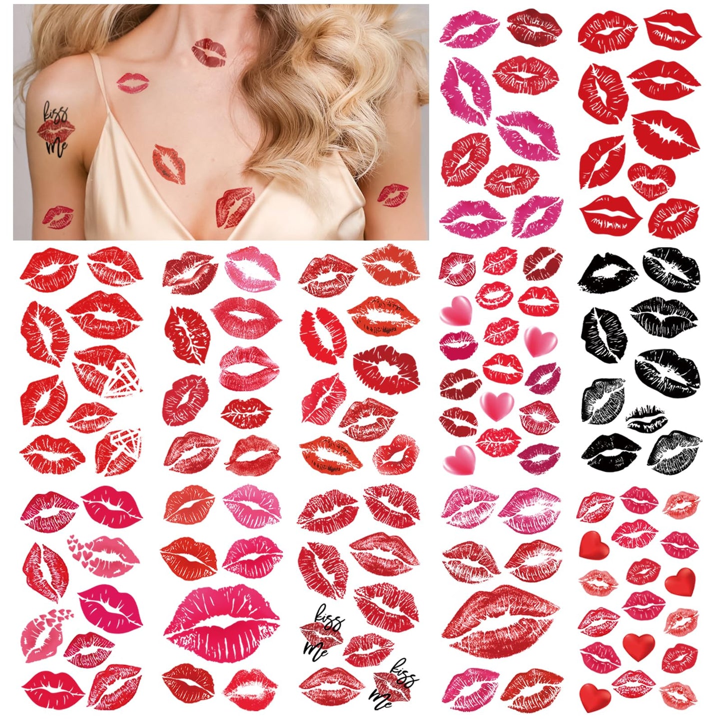 Yazhiji 36 Sheets Temporary Tattoos Stickers, 12 Sheets Fake Body Arm Chest Shoulder Tattoos for Men or Women with 24 PCS Tiny Black Tattoos