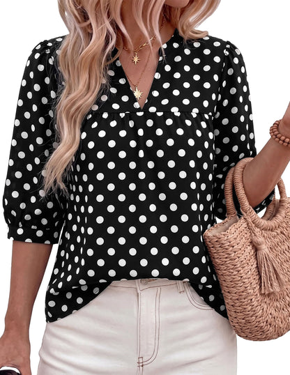 PRETTYGARDEN Women's 2026 Summer Floral Blouses Dressy Casual Half Sleeve V Neck Going Out Boho Tops Spring Fashion Clothing