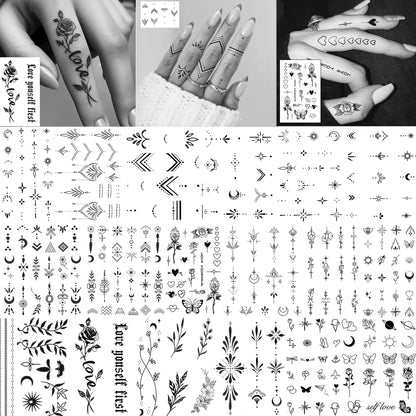 12 Sheets Beautiful Butterfly Flowers Temporary Tattoos For Women Feet Hands Body Art, Realistic Rose Peony Floral Fake Tattoo Sticker For Legs Ankle, Waterproof Lily Dreamcatcher Temp Tatoos Decals