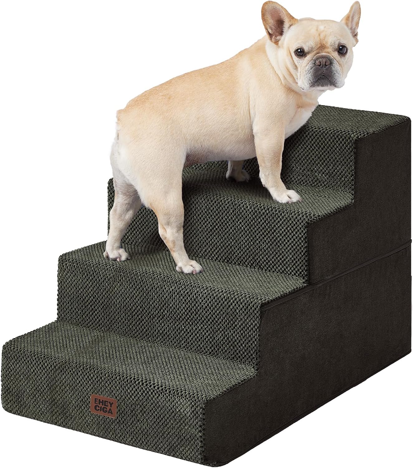 EHEYCIGA Dog Stairs for Small Dogs 13.5" H, 3-Step Dog Steps for Couch Sofa and Chair, Pet Steps for Medium Cats, Non-Slip Balanced Pet Ramp Indoor, Grey