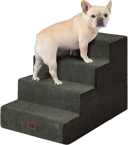 EHEYCIGA Dog Stairs for Small Dogs 13.5" H, 3-Step Dog Steps for Couch Sofa and Chair, Pet Steps for Medium Cats, Non-Slip Balanced Pet Ramp Indoor, Grey