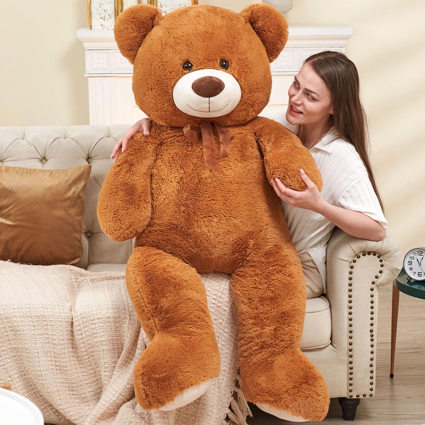 Toys Studio 47 Inch Big Teddy Bear Giant Stuffed Animal for Girls, 4 Feet Large Teddy Bear Baby Shower Party Decorations Kids Women Girlfriend Christmas Valentines Gifts, Light Brown