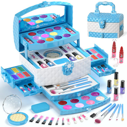 PERRYHOME Kids Makeup Set for Girl 56 Pcs Washable Real Cosmetic, Non-Toxic Frozen Toys Toddler Makeup Kit, 2026 New CPF Sustainable Materials Birthday Gift for 3 4 5 6 7 8 9 10 11 12 Year Old Girls