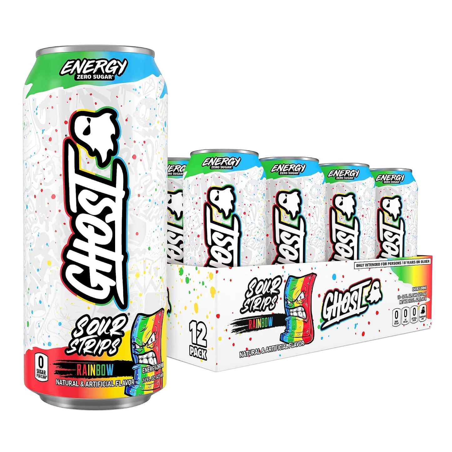 GHOST Energy Drink, Zero Sugars, 12-Pack, Cherry Limeade, 16oz | Energy & Focus Pre Workout Drink, No Artificial Colors, Gluten-Free, Vegan - 200MG Natural Caffeine, L-Carnitine, Taurine
