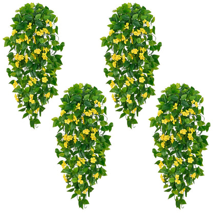 BLEUM CADE Fake Hanging Plants, 2pcs Artificial Pothos Vines Faux Plants Greenery for Wall Home Living Room Office Indoor Outdoor Decor (No Baskets)