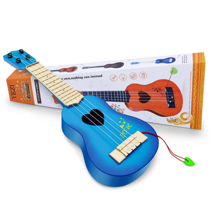 YEZI Classical Ukulele for Kids, Mini Toddler Guitar Toy with Pick, Educational Musical Instrument for Preschool Boys Girls, Early Learning Music Toy for Ages 3 4 5 6+ Years Old, Brown