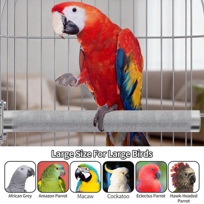 AOTU Large Bird Perch Stainless Steel Parrot Perches Bird Stand for Cage Durable Beak & Claw Trimming Grinding Perch for Birds Parrot Cage Accessory (L: 11.8" x 1.2")