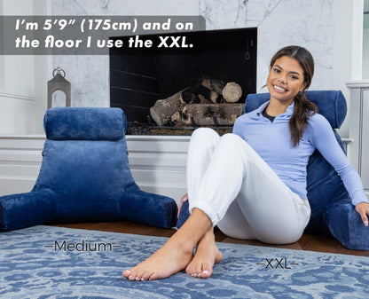 Husband Pillow XXL The Original for Adults - 30" Tall Backrest for Sitting Up in Bed - Firm Support Reading & Bed Rest Pillows for Adults, Neck Roll, Removable Cover - TV - Dark Grey