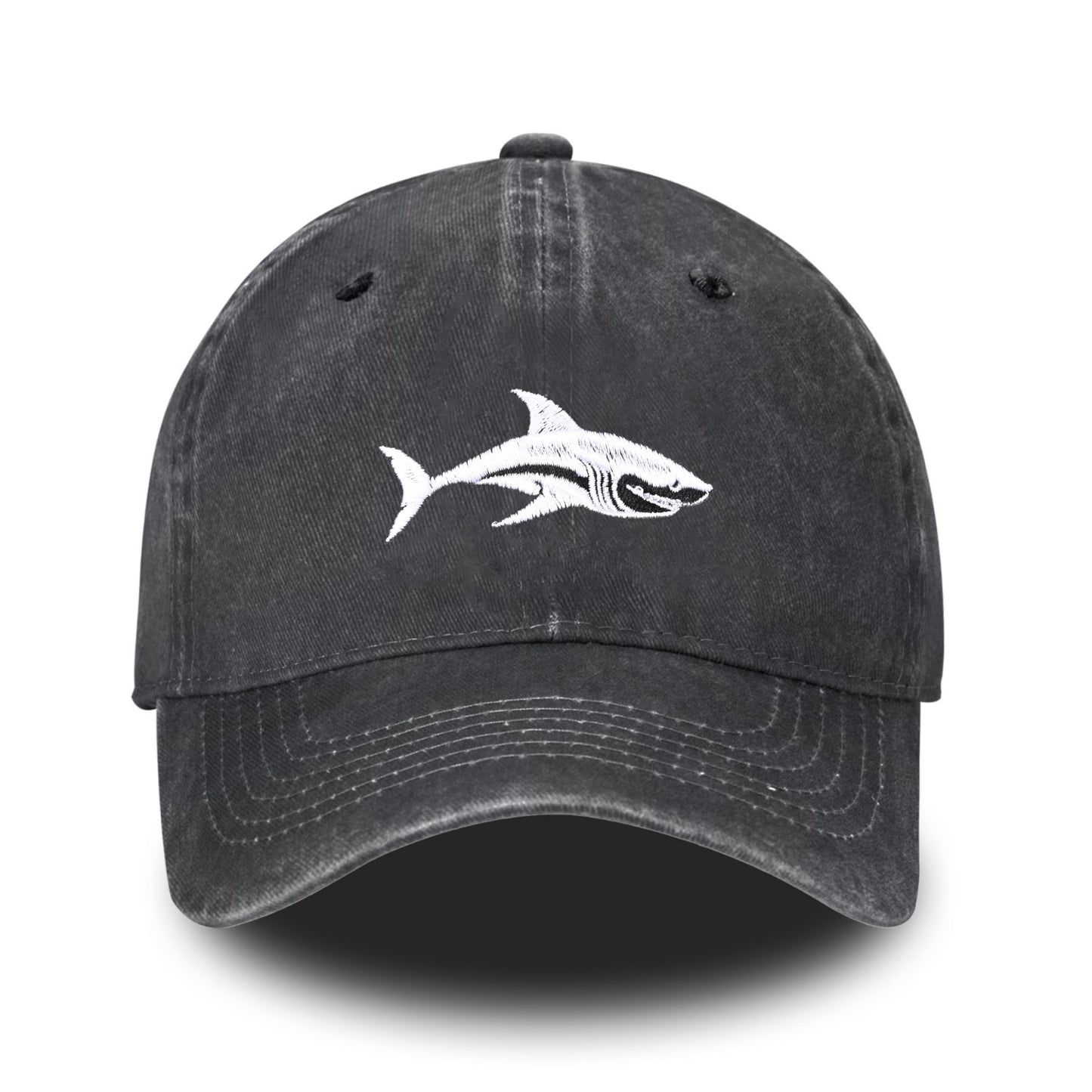 Embroidered Baseball Cap Adjustable Vintage Washed Distressed Denim Baseball Hat for Women Men
